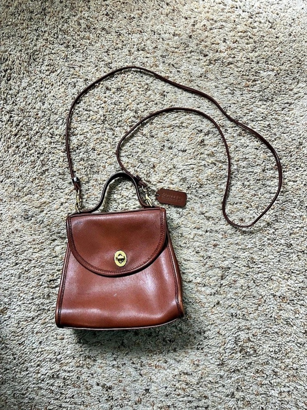 Coach Regina Small Flap Leather Crossbody Bag in Brown